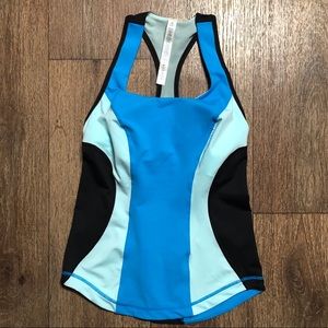 Lululemon Racerback Workout Tank Aqua Black